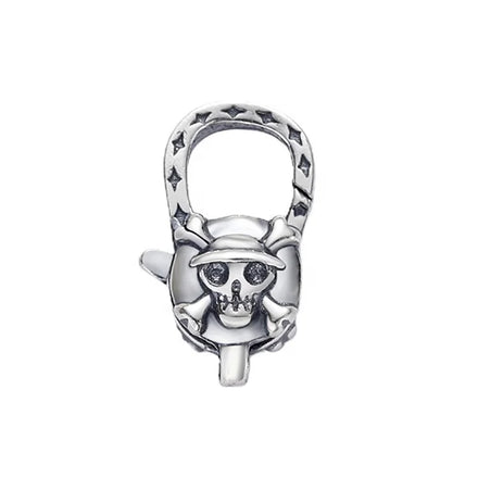 Black & Silver Coating Oxidized Sterling Silver 925 Skull Lobster Claw Clasp Punk Cartoon X Shape Bone Lock Jewelry Findings