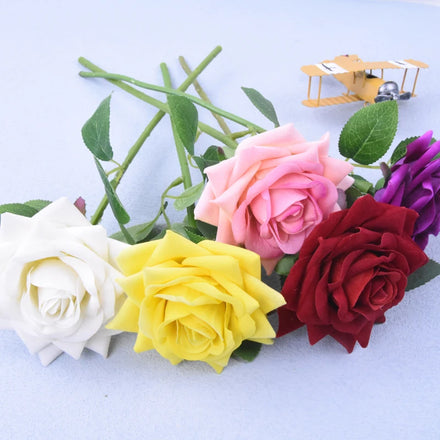 Manufacturers Wholesale Single Velvet Artificial Flowers Artificial Red Rose Bouquet of Wedding Decoration