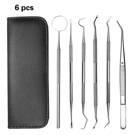 6PCS Portable Stainless Steel Tooth Pick Set Reusable Tooth Stains Remover Dental Tool Teeth Cleaning Tools Toothpick Set