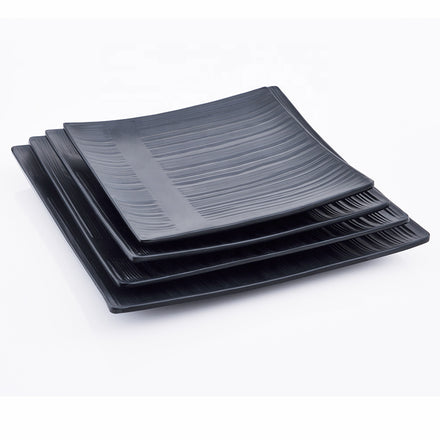 Wholesale Unbreakable Restaurant Dinnerware Durable Eco-friendly 9 Inch Black Square Melamine Plates