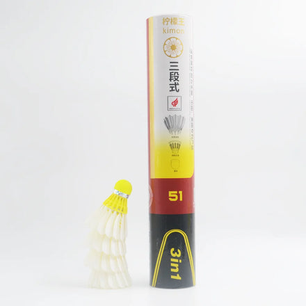 High Speed Badminton Shuttlecock Stable and Sturdy 3in1 Design Yellow Cork Goose Feather Training Badminton Shuttlecocks