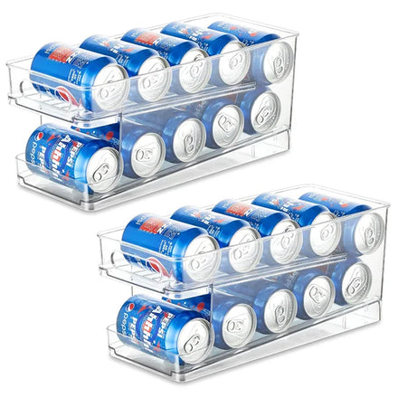Clear Plastic Display Rack for Beverage Cans Freezer Refrigerator Kitchen Cabinet Organizer