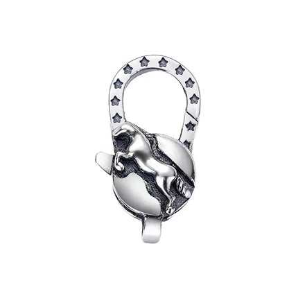 Oxidized 925 Sterling Silver Pegasus Lobster Claw Clasp Flying Horse Animal Connector Findings for Bracelet & Necklace