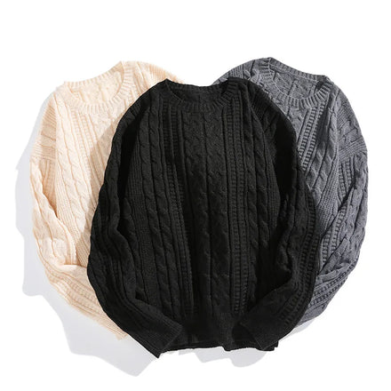 M-3XL Round Neck Sweater Coat for Men's Autumn and Winter Lovers' Outfit Thickened Loose Teenagers' Senior Sense Knitwear