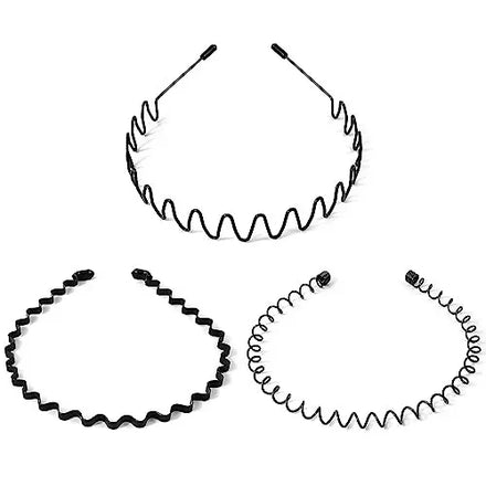 Popular Men and Women Hair Band Invisible Sports Big Back Headband Black Wave 6 Pieces Men's Hairbands