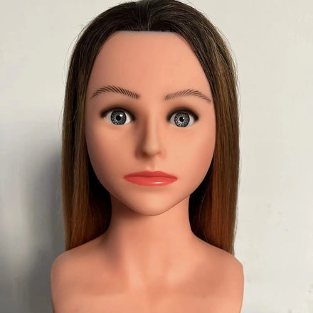 100% Real Hair Curled Cutting Practice Hairdressing Training Mannequin American African Salon Manikin Cosmetology Doll Head
