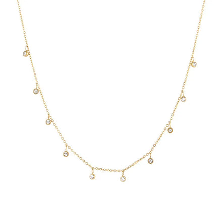 Romantic Colorful Rhinestone Charm Dainty Stainless Steel Chain Gold Plated Jiagelin N2470 Choker Necklace