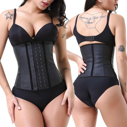 Women's 9 Steel Bone Colombian Binder Corset Latex Material Waist Cincher Slimming Body Shaper Sweat Belt Corset Trainer
