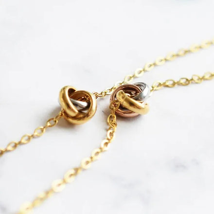 Stainless Steel Cable Chain Gold Silver for Women Men Circle Charm Fashion Surgical Stainless Steel Three-ring Necklace