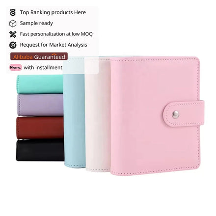 Black Pink White Brown Teal Blue A7 Macaroon 6 RING Portable Wallet Binder with Envelopes Stickers & Sheets Available