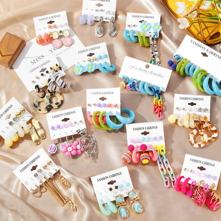 VKME New Design Fashion Colorful Resin Hoop Earrings Boho Earrings Jewelry