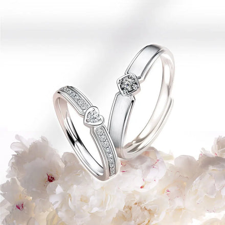 2022 New Couple Ring S925 Sterling Silver Spot Heart Imprint Simple Marriage Love Pair Ring