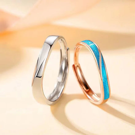 Romantic Silver Plated Vintage Couple Ring for Wedding Jewelry Valentine's Day Gift Simple Circle Open Adjustable Ring