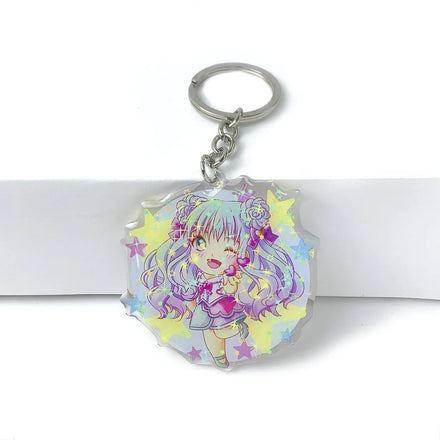 Custom Double Sided Printed Photo Clear Acrylic Keychain Glitter Charm