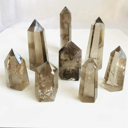 Wholesale Natural Crystals Healing Stone Clear Smokey Quartz Wand Point
