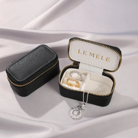 Custom Logo Velvet Travel Jewelry Boxes Portable Ring Zipper Leather Storage Mini Cute Jewellery Case Packaging Necklace Box