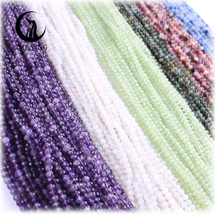 Zhe Ying Wholesale 2mm Gemstone Faceted Beads Loose Round Natural Faceted Stone Beads for Jewelry Making