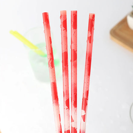 Reusable Eco-friendly Plastic Blood Printed Color Changing Customized Bar Accessories Straws Blood Splatter Decorative Design