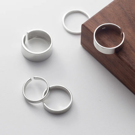 1 Piece New Arrivals 925 Sterling Silver Different Size Wide Glossy Finger Rings for Women Gifts