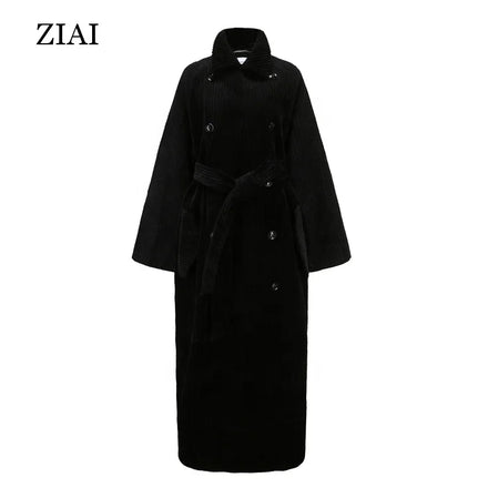 New Design Double-breasted Long Coat Coat Top Women's Autumn and Winter New Style Winter Clothes for Women