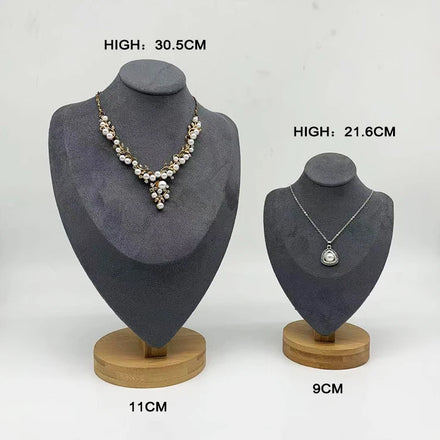 Chain Storage Display Stand Mannequin Jewelry Home Organisation Grey Velvet Necklace Bust Holder for Girls Women