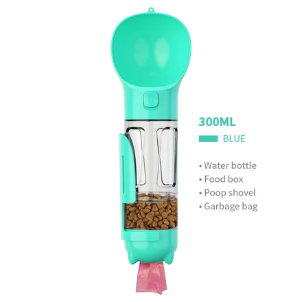 4 in 1 Stylish 500ml Multifunctional Travel Drinking Bottle Automatic Food Container & Portable Dog Bowl for Pets for Cats