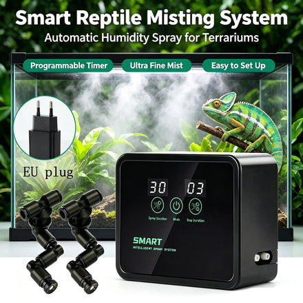 Wholesale Reptile Misting Fogger Kit Self-Suction Terrarium Humidifier for Chameleon Vivarium EU US Plug Complete Mist Kit
