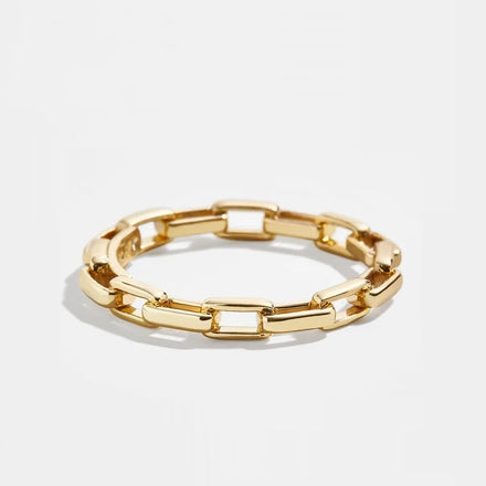 Daily Wear 18K Gold Plated 925 Sterling Silver Simple Hunter Chain Style Ring Women Link Chain Bracelet for Men