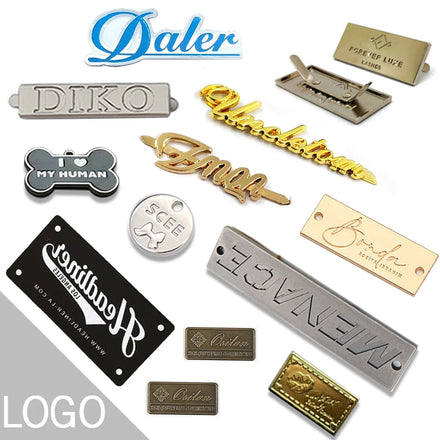 Custom Design Engraved Brand Name Custom Metal logo Labels Tag for Clothing Bag Zipper Head