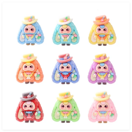 Cartoon Cake Topper Ornament Resin 3D Flock Rabbit Doll Figurine Garden Animal Decor Sculpture Small Toy Animal for Party Favor