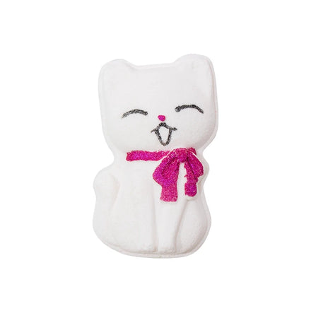 Private Label Spa Products Essential Oil Bath Fizzies Cat Shape Bath Bombs Organic White Peach Scented 120g Kids Bubbles Bath