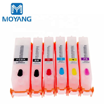 MoYang Refillable Ink Cartridge Compatible for CANON PGI-580 CLI-581 PIXMA TS6150 TS6151 TS6250 Printer Refill with ARC Chip