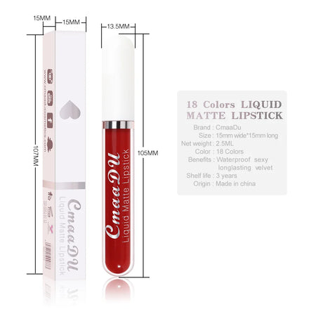 Letiao Beauty Stock 18 Colors Makeup Liquid Matte Lip Stick Waterproof Durable Luxury Lip Gloss Clear