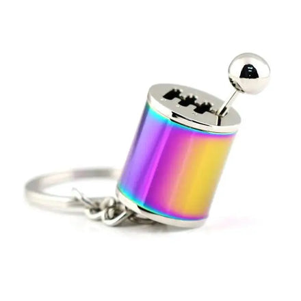 Gift for Car Auto Shifter Gear Keychain 6 Speed Piston Connecting Rod Key Chain Rainbow Metal Pendant Keyring Keyfob