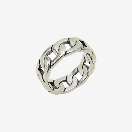 New Trendy Hiphop Handmade Dainty Silver Ring for Men Women Wedding Party 925 Sterling Silver Chain Link Ring