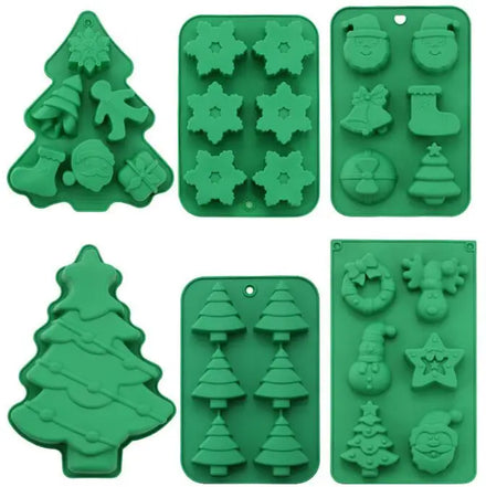 HY Christmas Silicone Molds Large Size Xmas Baking Mold for Mini Cakes