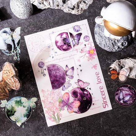 2 Pieces/Pack Pet Stickers Star and Moon Legend Series Fantasy Moon Phase and Butterfly DIY Material Stickers 4Models