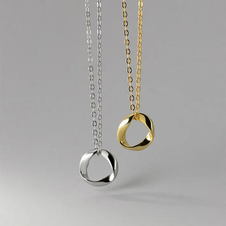 Minimalist Geometric Irregular Circle Pendant 925 Sterling Silver Gold Plated Necklaces Fine Jewelry for Women