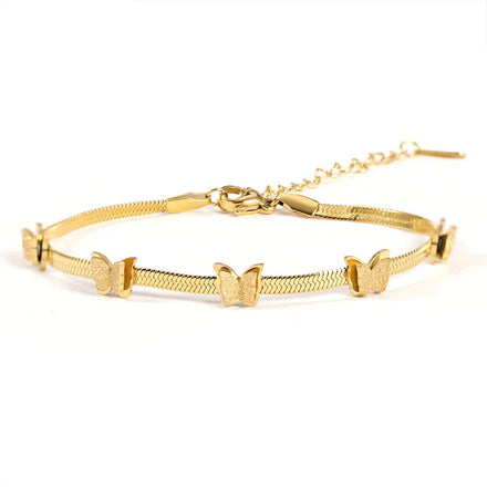 Stainless Steel Snake Bone Chain Bracelet Female Cross-border Fashion Five Butterfly Niche Design Bracelet Anklet for Female
