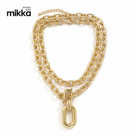 New Trendy Punk Hip Hop 18k Gold Plated Chunky Link Chain Choker Multi Layer Necklace for Women