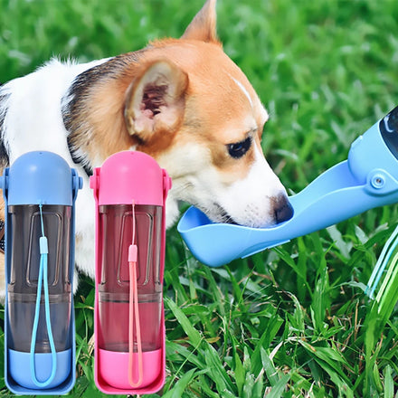 Multifunctional 4-in-1 Foldable Eco-Friendly Plastic Rounded Automatic Dog Water Food Bowl Feeder Portable for Outdoor/Indoor
