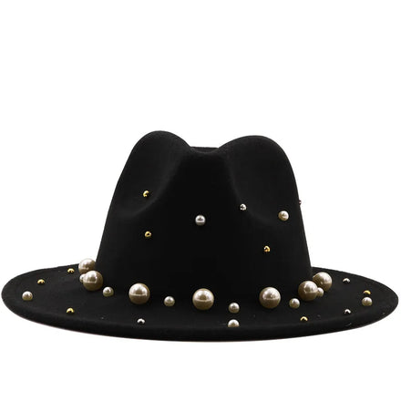 Cheapeau Suede Gray Flat Top Red Wholesale Wool Men Unisex Pearl Fashion Jazz Church Wide Brim Felt Fedora Cowboy Hat for Women