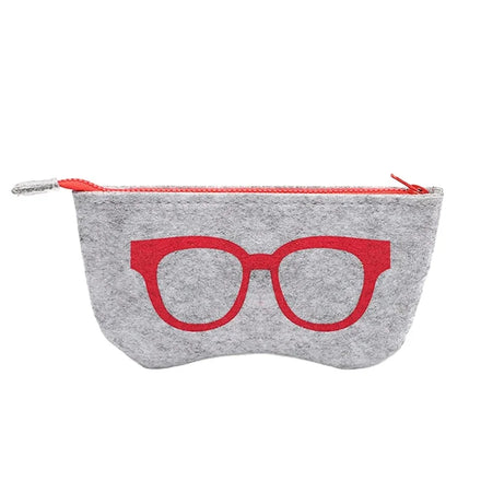 Factory Wholesale Custom Logo Wool Felt Fabric Eyeglasses Cases & Fashionable Printed Logo Bags with Bag Clips