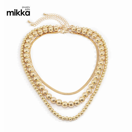 Popular Fashion 18k Gold Ball Beaded Chain Necklaces Hip Hop Vintage Women Acrylic Copper Snake Necklace Jewelry