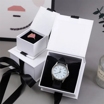 Cute Paper Box Flip Bracelet Ring Earring Pendant Necklace Jewelry Packaging Box with Ribbon