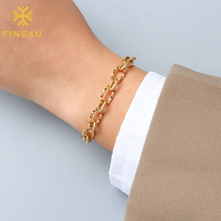 Exaggerated Chunky Stainless Steel Thick Chain Bracelet Necklace Hip Hop Accessories Jewelry Sets for Women