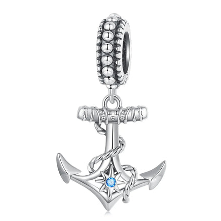 925 Sterling Silver Retro Boat Anchor Pendant Charms Fit Bracelet DIY Silver Beads Women Fashion Jewelry Accessories SCC2401