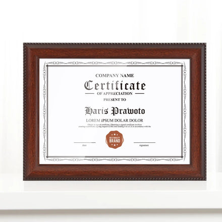 Aibo Ab049 Modern Dark Wood Color Eco-Friendly Customized Logo Durable PS Tabletop Graduation Business License A4 Certificate