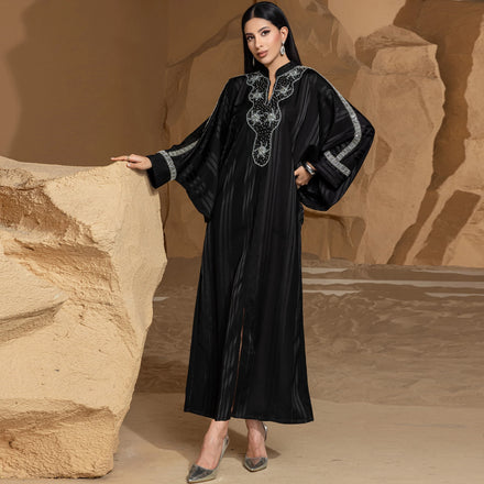 Custom Turkish Muslim Women Casual Dress Comfortable Long Sleeve Clothing Pakistan Printed Islamic Traditional Elegant Clothing