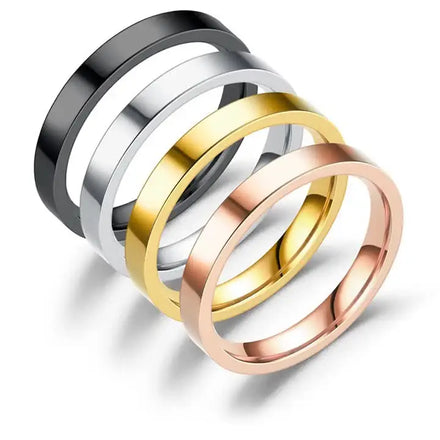 3mm Thin Rings Female Jewelry Man Black Rose Gold Color Stainless Steel Ring Anillos De Acero Inoxidable Al Mayor